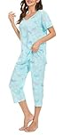 BERDITH Soft Feel Women's Pyjama Sets Plus Size Pyjamas for Women Cotton Blend Comfort Womens Pjs Nightwear Ladies Pajamas for Women UK size 28-30 Blue