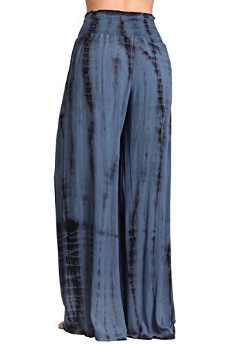 HEYHUN Womens Palazzo Pants Tie Dye Boho Gauze Casual & Lounge Wide Leg Bottoms S-XL3