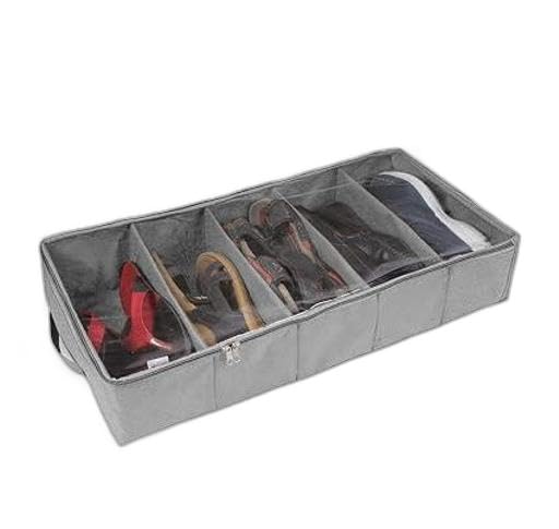 unimart India Unimart 5 Pair Shoe Storage Box Shoe Organizer underbed Closet Shoe Box Folding, Single, Grey, Non-Woven Fabric & PVC UNI-P056UNI-P056-image-17