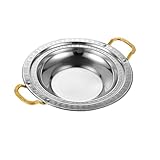 Olla de cerámica con Tapa, sartén Dorada, paellera, sartén de Acero Inoxidable, removedor de Mano de Acero Inoxidable, paellera, Olla con Asas de Doble Remache, Dorada y