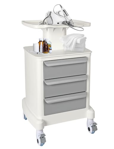 EcomVast Mobile Trolley Cart for Portable Ultrasound Imaging Scanner Vehicle Trolley Beauty Storage Cart 115 LBS Load with 3 Drawers 4 Wheels for Hospital Office Bedroom Clinic