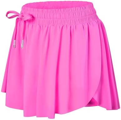Wsirmet Butterfly Shorts for Women 2 in 1 Flowy Athletic Skorts with Pocket