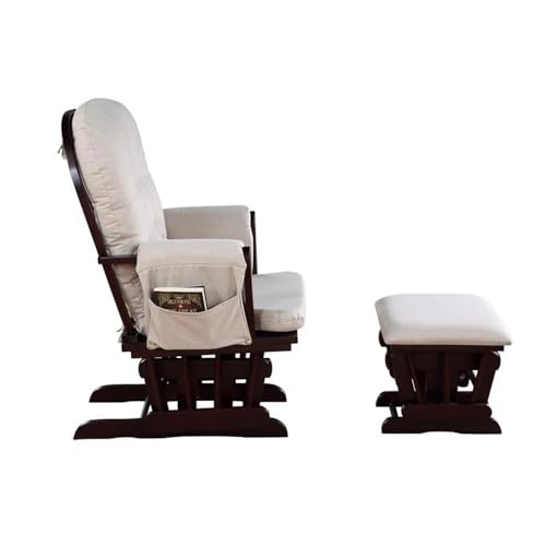 Image of Suite Bebe Mason Nursery Rocking Chair with Ottoman, Wooden Glider for Baby Nursing, Smooth Gliding Rocker, Espresso and Latte