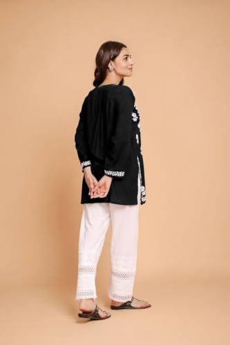 Image of Sidhidata Women Rayon Regular Stylish Kurti with 3 /4 Sleeves & Beautiful Neck Embroidery Ideal for Casual Office Wear & Everyday Comfort (Kurti Angell)