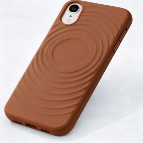 Image of amazon basics Shockproof Case for iPhone XR | Ripple Pattern | Camera Protection | Protective Cover with Enhanced Grip & Wireless Charging Support - Brown