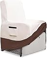 Exokugo Outdoor Recliner Chair Cover,600D Heavy Duty Waterproof Patio Chair Covers,Outdoor Furniture Covers for Lawn/Garden Recliner Chiar,Beige&Brown