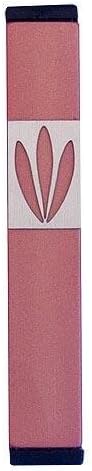 Agayof Small Mezuzah with Leaf Cutout 1.5 x 10cm - Pink