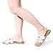 FITORY Women's Flat Sandals Fashion Square Open Toe Slides With Metal Chain Slippers for Summer Size 8.5 White