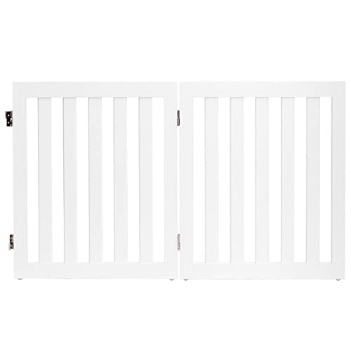 COSTWAY Absperrgitter Hunde 60cm Hoch, Schutzgitter Holz, Kindergitter klappbar, Treppengitter Hundeabsperrgitter flexibel Türschutzgitter (2 Paneelen, Weiß)