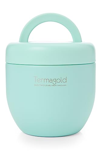Termos ONNA Colección TERMAGOLD Para Alimentos Sólidos 600ml - (Fríos/Calientes) Acero Inoxidable 304, Cierre Hermético, Asa, y válvula anti vacío. Lavable en Lavavajillas (verde)