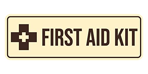Image of Standard First Aid Kit Sign (Ivory /Dark Brown) - Large (5 Pack)