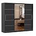 Produktbild Fabryka Mebli Idczak Kleiderschrank mit Spiegel, Schiebetüren - schwarzer Schwebetürenschrank, Schlafzimmerschrank - 61 x 250 x 218 cm - Schrank für Schlafzimmer, Wohnzimmer, Garderobe
