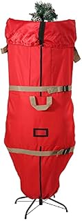 Housolution Upright Christmas Tree Storage Bag, Fits Up to 9 Ft Tall Artificial Christmas Trees, Waterproof & Dustproof 600D Oxford Xmas Tree Bag with Durable Reinforced Handles & Zipper - Red