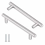 KTHZI 2 Pack Kitchen Cupboard Handles,Stainless Steel Handles Cabinet T Bar Knobs,Furniture Handles for Steel Kitchen Door,Drawer,Wardrobe,Brushed Cabinet(Hole Centre 128mm)