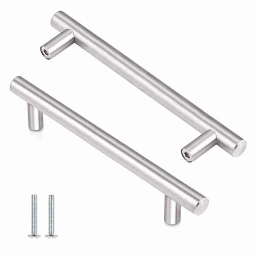 KTHZI 2 Pack Kitchen Cupboard Handles Stainless Steel Handles Cabinet T Bar Knobs Furniture Handles for Steel Kitchen Door Drawer Wardrobe Brushed Cabinet(Hole Centre 96mm)