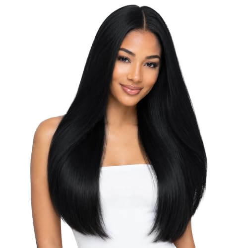 Image of Moresoo Invisible Tape in Hair Extensions Remy Human Hair Jet Black 16 Inch