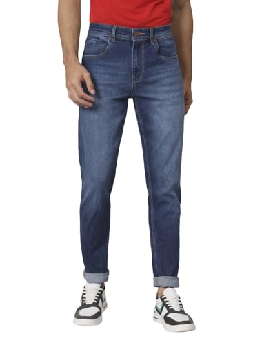 Image of i'sol Men's Tapered Fit Solid Mid-Rise Stretchable Casual Jeans