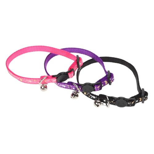 DRESSOOS 3 Piezas Correa Luminosa para Cuello de Gato Campana de Gato para Gatos Gatito con Cascabel Collar de Gato Collar Reflectante para Gato Decoración del Cuello del Gato paño