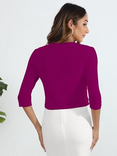 Image of Heymoments Women's Thin Shrugs 3 /4 Sleeve Lightweight Cropped Sweaters Open Front Cardigan for Dress