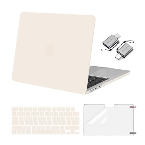 Image of MOSISO Compatible with MacBook Air 13 inch Case M5 2026 M4 2025 M3 M2 2024-2022 A3449 A3240 A3113 A2681, Hard Shell&Keyboard Cover&Screen Film&Type C for MacBook Air 13.6 inch Case, Beige