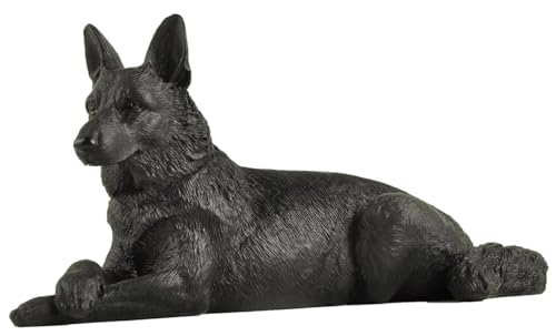 JFSM INC. 6" Black German Shepherd Dog Figurine – Hand-Painted Gift for Dog Lovers, Home Office Decor & Pet Bereavement Gift