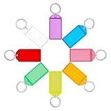 QINGZY 20 Stück Schlüsselanhänger, Kunststoff-Schlüsselanhänger, Schlüssel Beschriftung 8 Farben, Kunststoff Schlüsselschilder mit Ring für Koffer Taschen Haustiere Schlüssel