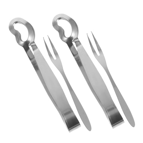 Mobestech 4pezzi Forchette e Pinze Per Lumache in Acciaio Resistenti Utensili Da Cucina Per Servire Molluschi e Crostacei Lavastoviglie Compatibile