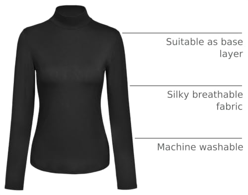 Image of Kindcall Womens Slim Fitted Mock Turtleneck Tops Long Sleeve Lightweight Base Layer Shirts