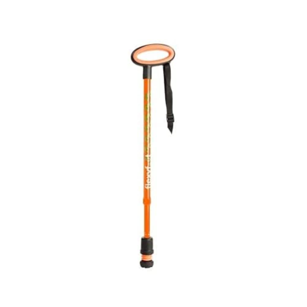 Flexyfoot Shock Absorbing Oval Handle Walking Stick - Improved Comfort, Improved Safety, Improved Grip – Colour: Orange