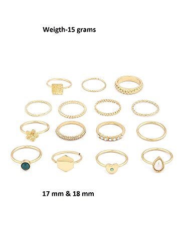 Set of 15 Contemporary Stackable Rings For Women