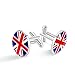 Gemelos para hombre, plata personalizada, bandera británica del Reino Unido