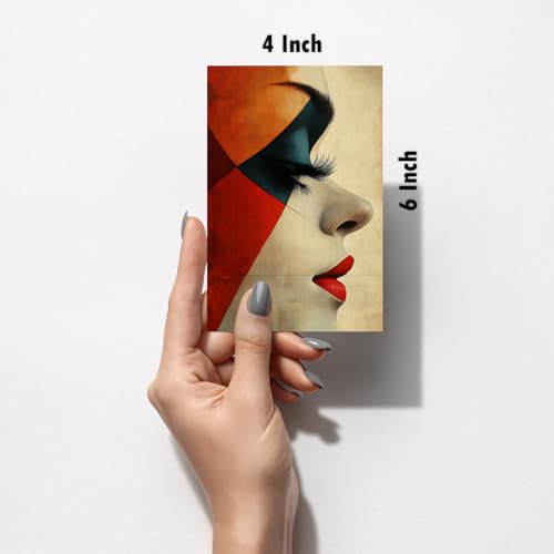 Image of SiddArtify Modern Abstract Woman Wall Art Prints Set - Geometric Face Poster Decor for Living Room Bedroom Office - Set of 2-4x6 Inch - Board (Pack of 6) - Sticker (Pack of 6)