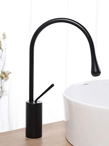 Robinet de lavabo noir en bronze rotatif pour vasque à poser style nordique
