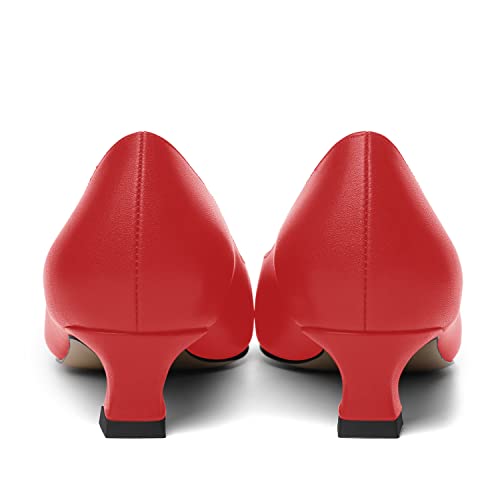 AMBELIGHT Womens Square Toe Solid Matte Office Casual Slip On Kitten Low Heel Pumps Shoes 1.5 Inch4
