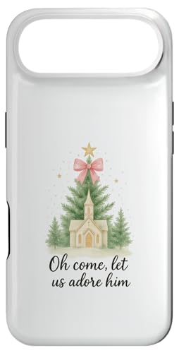 Oh Come, Let Us Adore Him, Watercolor Church Christmas X}zP[X iPhone Air p