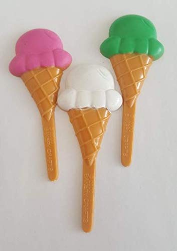 12 Ice Cream Cone Cupcake Pick Toppers