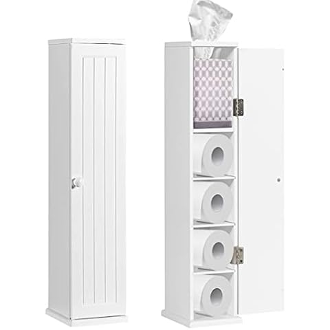 RELAX4LIFE Badschrank, freistehender Toilettenpapierhalter mit Tür & abnehmbaren Einlegeböden Cover