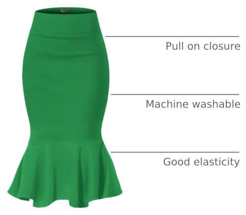 Image of HyBrid & Company Womens Premium Nylon Ponte Stretch Office Fishtail Pencil Skirt High Waist Made in The USA Below Knee