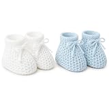 SOHOBABY Chaussons bébé adorables de style espagnol – Lot de DEUX (2 paires) – Pantoufles douces, chaudes et sûres pour nouveau nés garçons et filles (White/Blue)