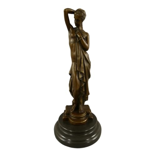Antikas - Figura in bronzo di alta qualità, donna romana, patinata, su base in marmo, altezza 35 cm