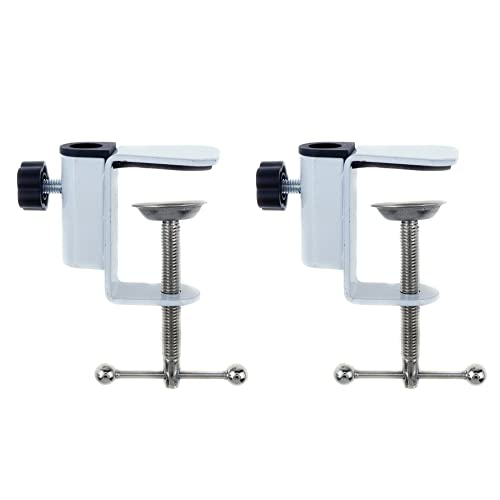 Faotup 2個 ホワイト デスクテーブルマウントクランプ C型 デスクテーブルマウントクランプ マイクサスペンションテーブルマウントクランプ 調節可能なネジ付き 4.91×3.77×1.37インチ
