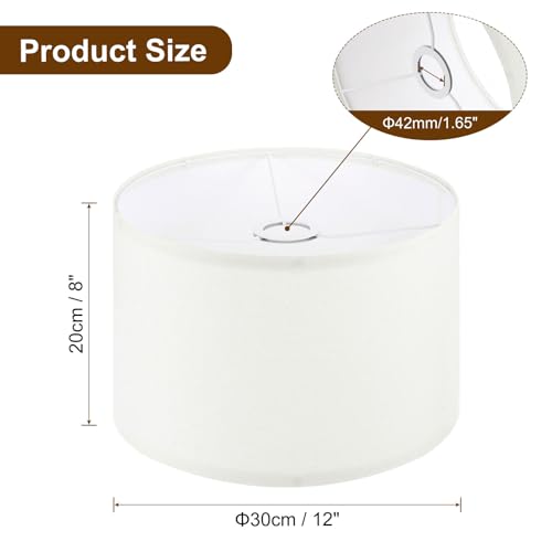 PATIKIL Drum Lamp Shades for Table Lamps 12"x12"x8" Linen Lampshade Set of 2 Easy Assembly Lamp Shade with E27 to E26/E14 Adapters for Floor Lamps Bedside Lamps Beige (1.65" Spider) - Image 2