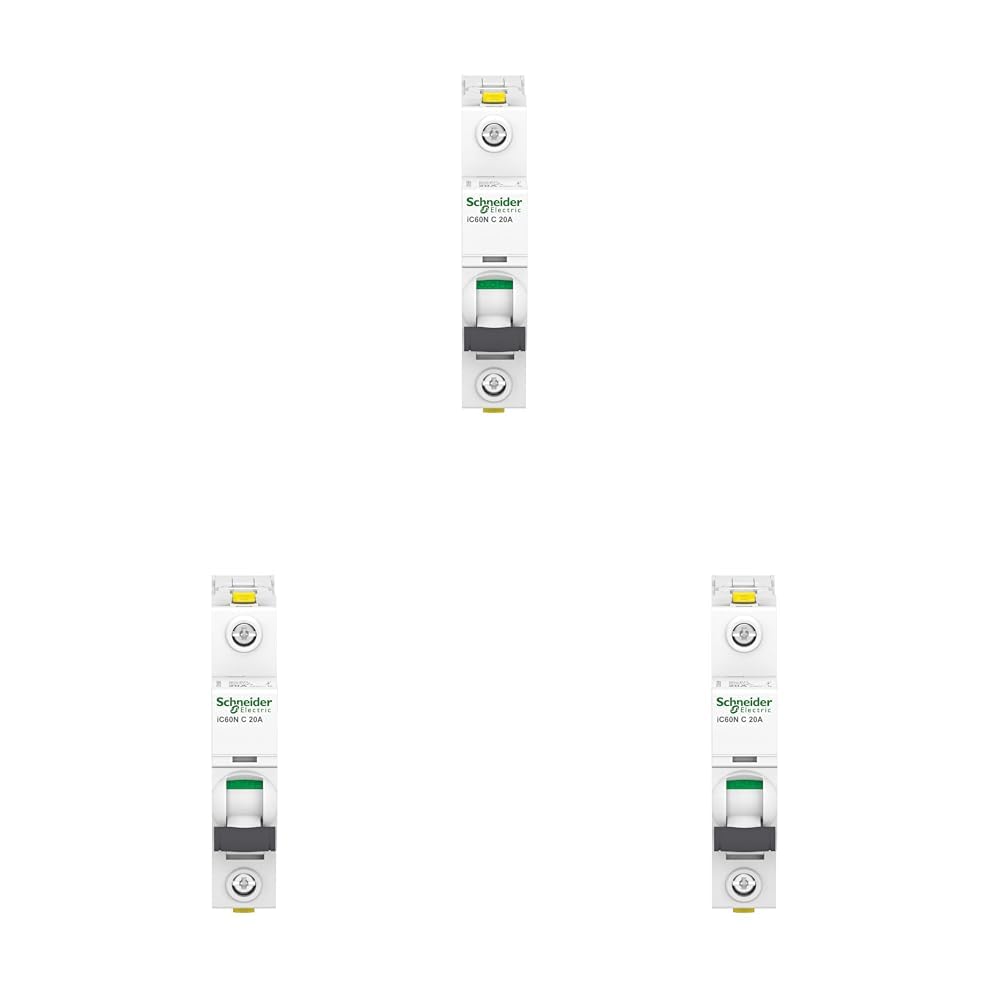 Schneider Electric Leitungsschutzschalter Acti9 iC60N, 1-polig, 20A, C-Charakteristik, Artikelnummer A9F04120, 3 Stück