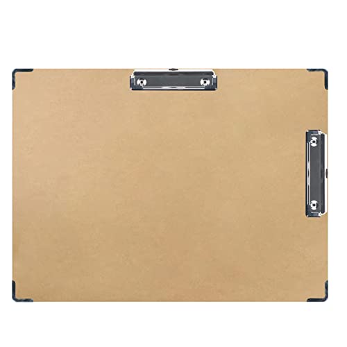 Acocony Drawing Board 18 x 24 Double Clip with Hardware Corner Guard Drawing Boards for Artists Hardboard Art Clipboard Low Profile Clip MDF Pack of 1