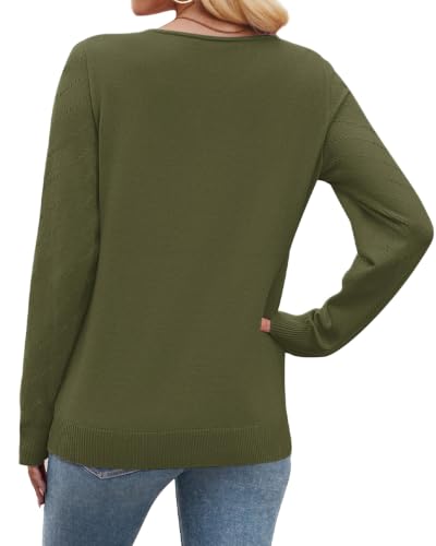 Image of WIHOLL Sweaters for Women V Neck Casual Knit Long Sleeve Tops Lightweight Pullover Clothes Fall Fashion Outfits 2026