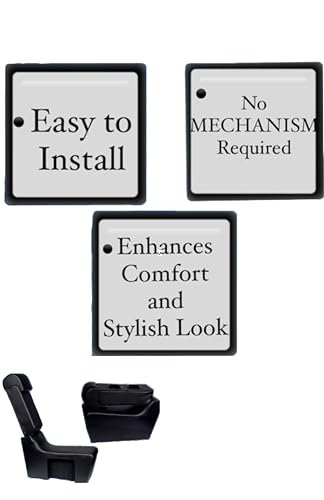 Image of Soroo External Car Center Car Wooden Middle Armrest Cum Seat Console for Innova Crysta (Black) with 2 Glass /Bottle Holder & Storage | No Drilling Installation.
