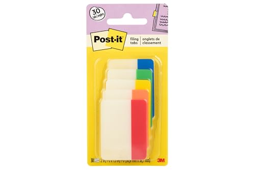 Post-it Tabs, 2 in, Solid, Assorted Colors, 6 Tabs/Color, 5 Colors, 30 Tabs/Pack (686-ROYGB)
