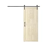 Coast Sequoia 30in./32in./36in./42in. x 84in. K Series Knotty Wood Sliding Barn Door with Hardware Kit (Unfinished, 36in. x 84in.)
