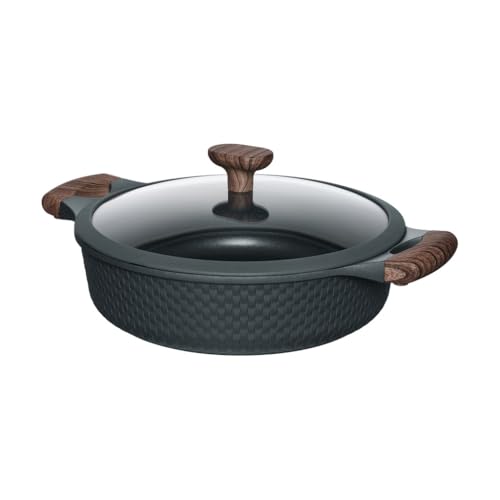 RESTO 93906 Bräter mit Glasdeckel Ø28cm schwarz 4,1L - stilvoller Schmortopf antihaftbeschichtet, Induktion, im Geschenkkarton