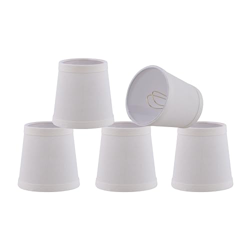Aspen Creative 51039-5, Hardback Empire Tranditional Clip-On Chandelier Shade, Off-White Linen Fabric, 3" Top x 4" Bottom x 4" Slant, Set Of 5 by Aspen Creative - Used condition - US$45.64
